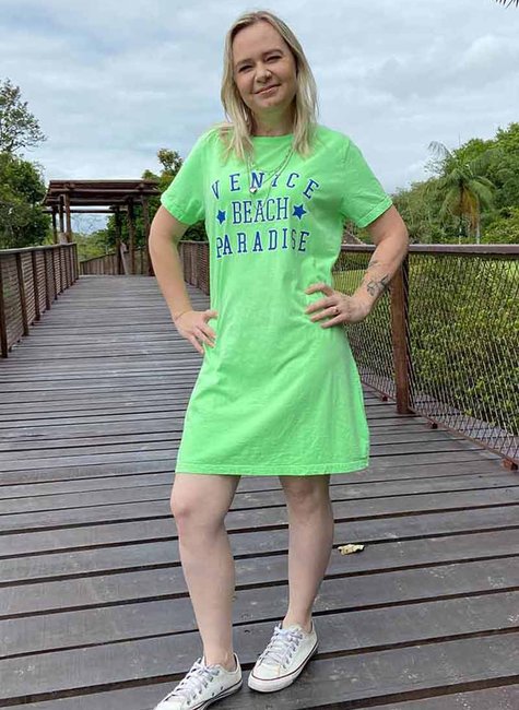 Vestido T-shirt Venice Beach Paradise Verde Vestido T-shirt Venice Beach Paradise Verde
