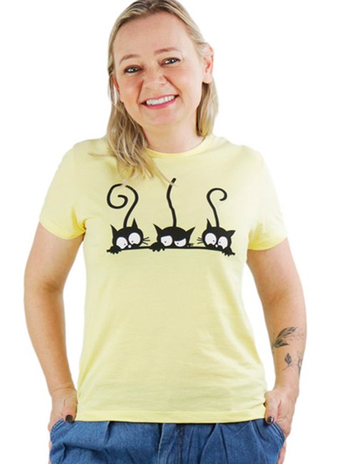 Baby Look Feminina Gatos Baby Look Feminina Gatos
