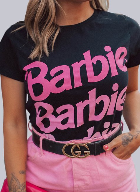 T-shirt Feminina Barbie Preta