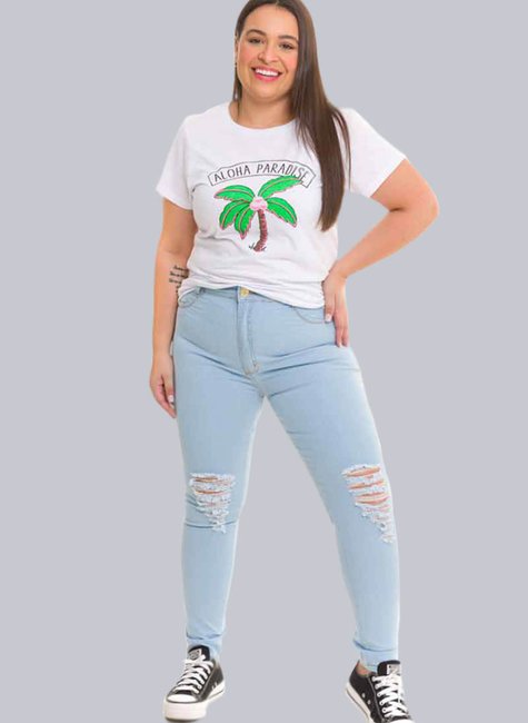 T-shirt Feminina Aloha Paradise Branca