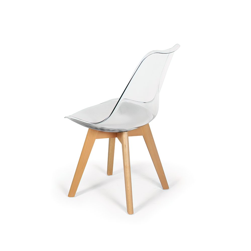 Cadeira Eames Wood Leda Acrílico Transparente Branca