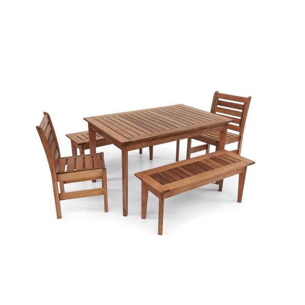 conjunto mesa de jantar em madeira macica retangular 6 lugares com cadeiras e bancos sem encosto gigapixel lowres scale 1 00x