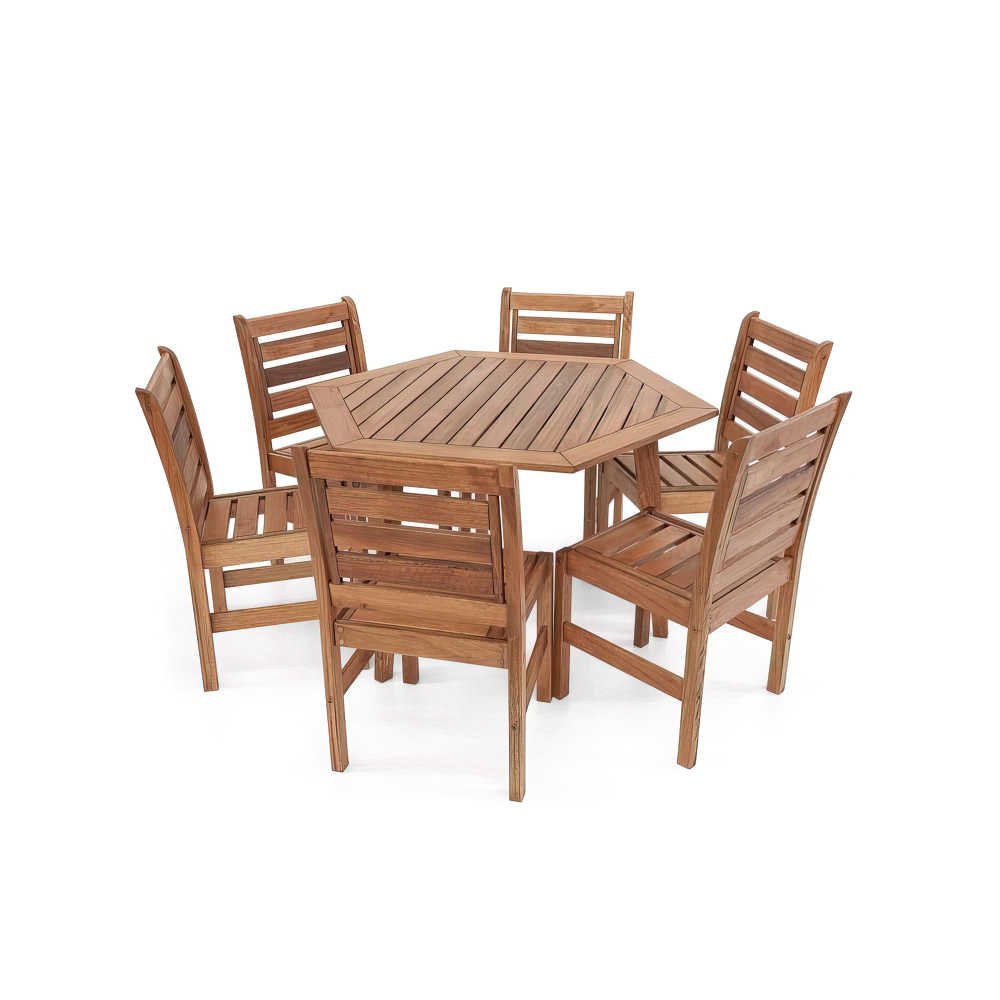 conjunto mesa de jantar em madeira sextavada com 6 cadeiras gigapixel lowres scale 1 00x