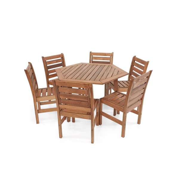 conjunto mesa de jantar em madeira sextavada com 6 cadeiras gigapixel lowres scale 1 00x