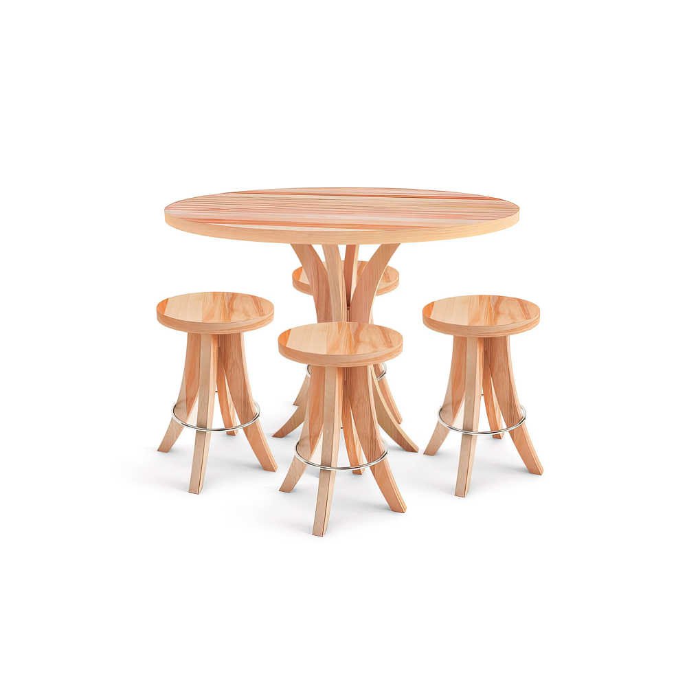 conjunto mesa de jantar tampo de madeira com 4 banquetas gigapixel lowres scale 1 00x