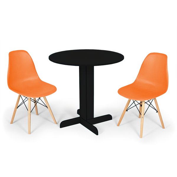 mesa redonda 2 lugares preta bellus 80cm com cadeira eames eiffel madedecor 7