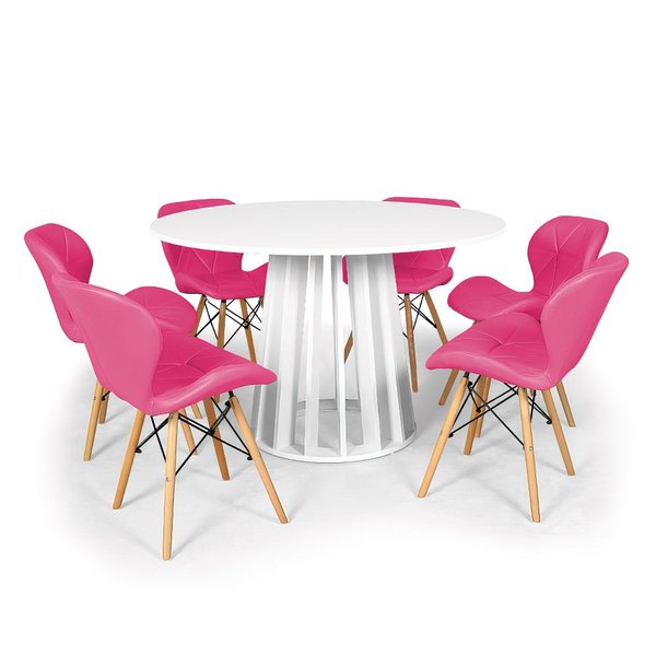 Jogo Mesa redonda com 6 Cadeiras Sertaneja - Cadeiras Rosa