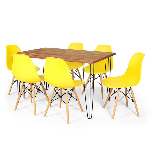 mesa 6 cadeiras hairpin natural com cadeira eiffel 4