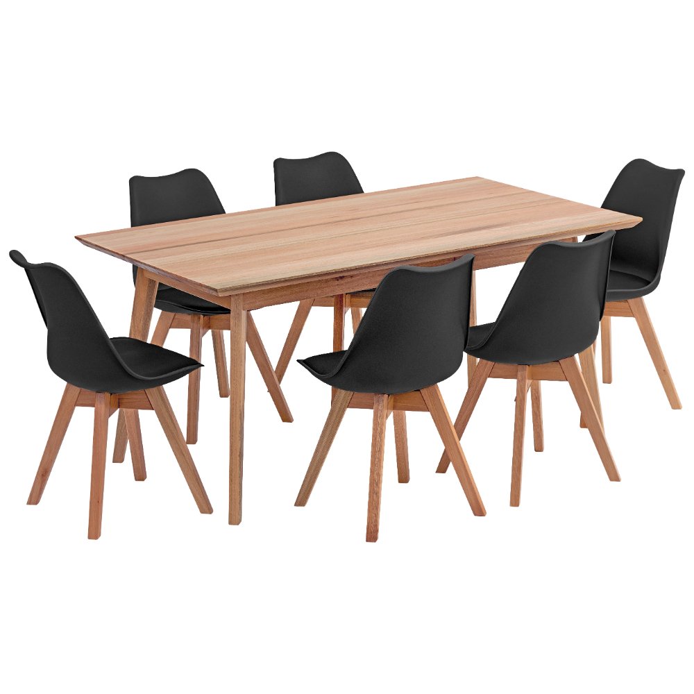 mesa retangular 6 cadeiras vertice natural em madeira macica com cadeira leda madebal 2