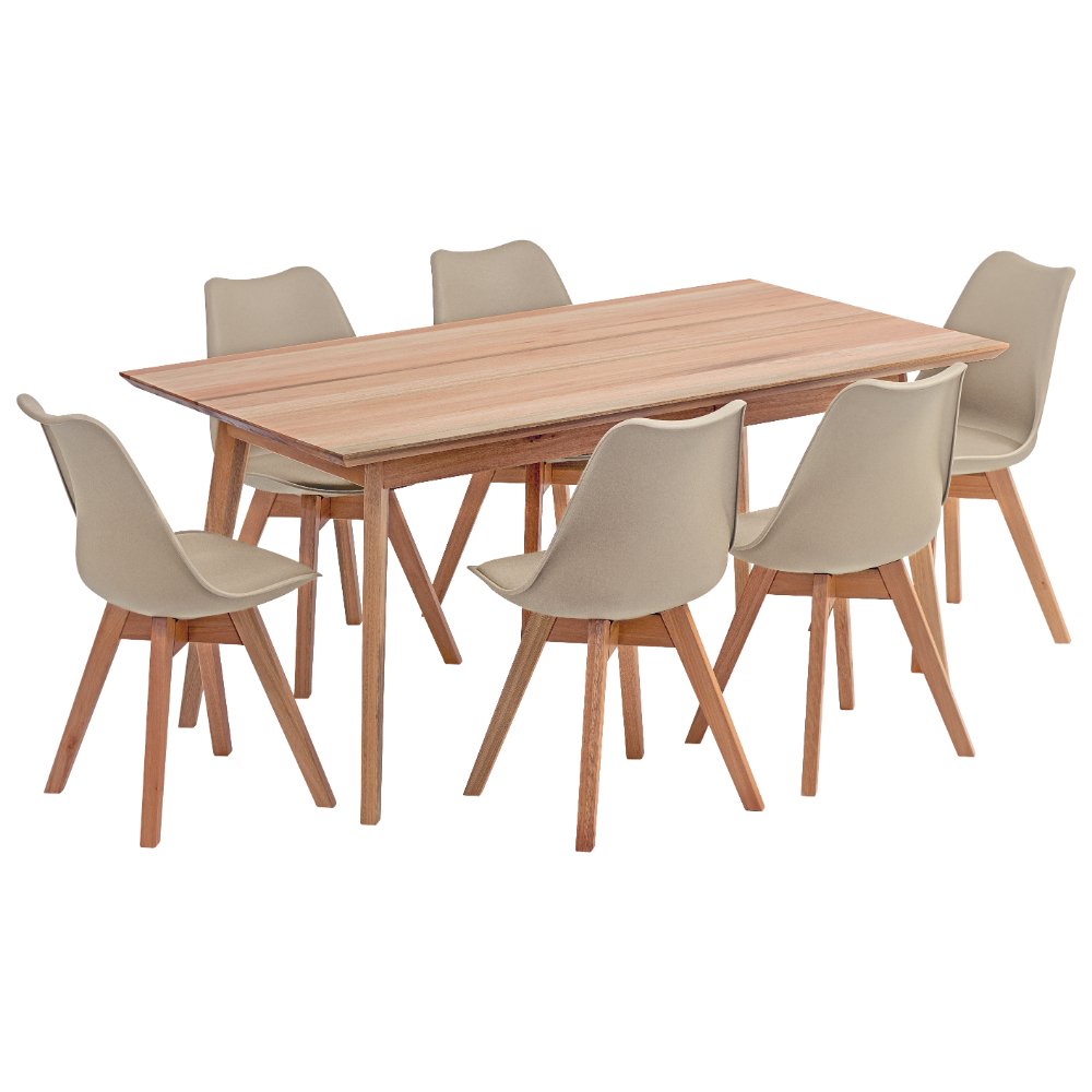mesa retangular 6 cadeiras vertice natural em madeira macica com cadeira leda madebal 3