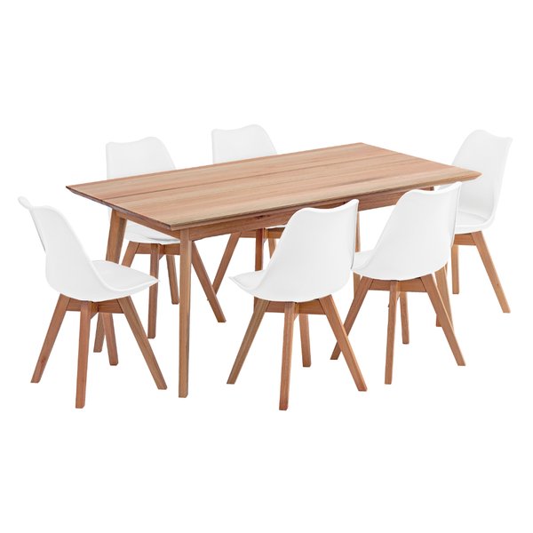 mesa retangular 6 cadeiras vertice natural em madeira macica com cadeira leda madebal 4