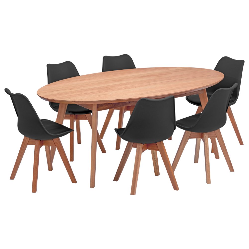 mesa oval 6 cadeiras vertice em madeira macica com cadeira leda madebal 2