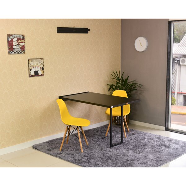 mesa dobravel retratil de parede 120x75 com 2 cadeiras eames eiffel 4