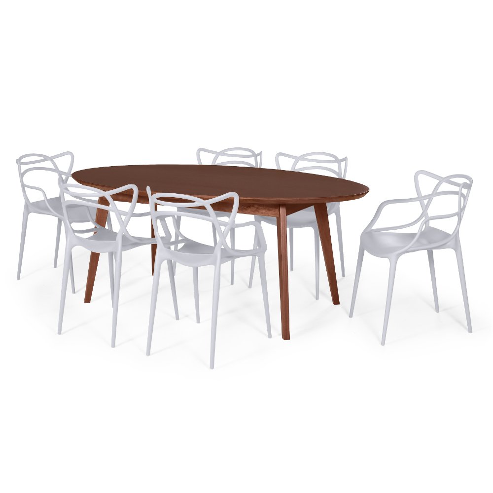 mesa de jantar oval vertice 190cm em madeira macica com 6 cadeiras allegra 5