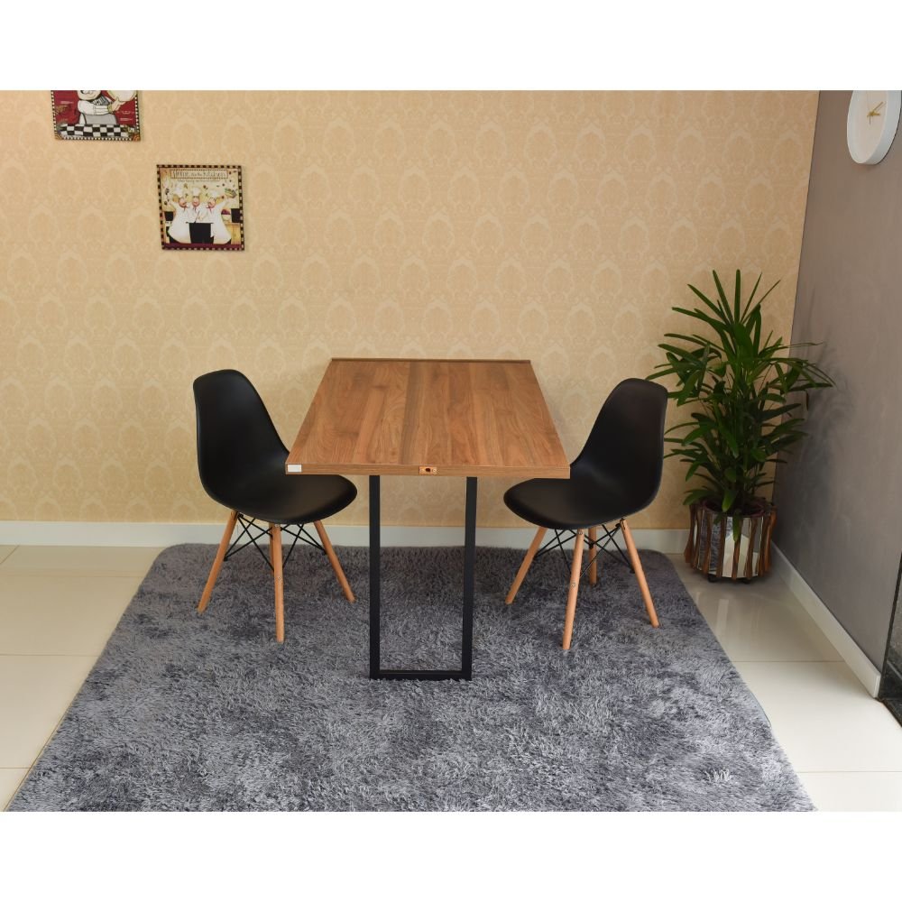 mesa dobravel retratil de parede 120x75 noronha com 2 cadeiras eames eiffel preta 3