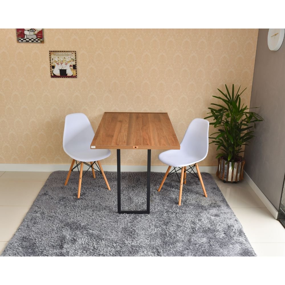 mesa dobravel retratil de parede 120x75 noronha com 2 cadeiras eames eiffel branca 2