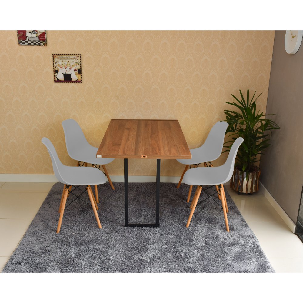 mesa dobravel retratil de parede 120x75 noronha com 4 cadeiras eames eiffel cinza 3