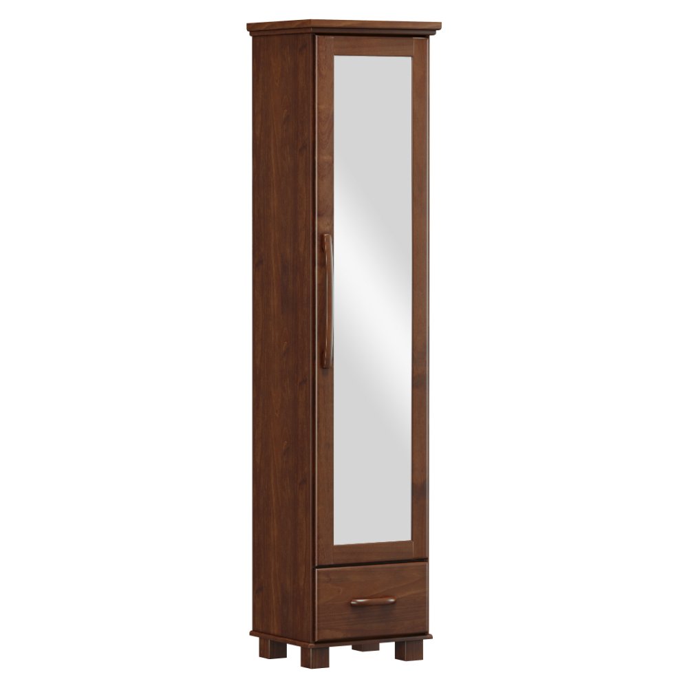 sapateira 1 porta com espelho em madeira macica cafe linha ouro finestra moveis 1