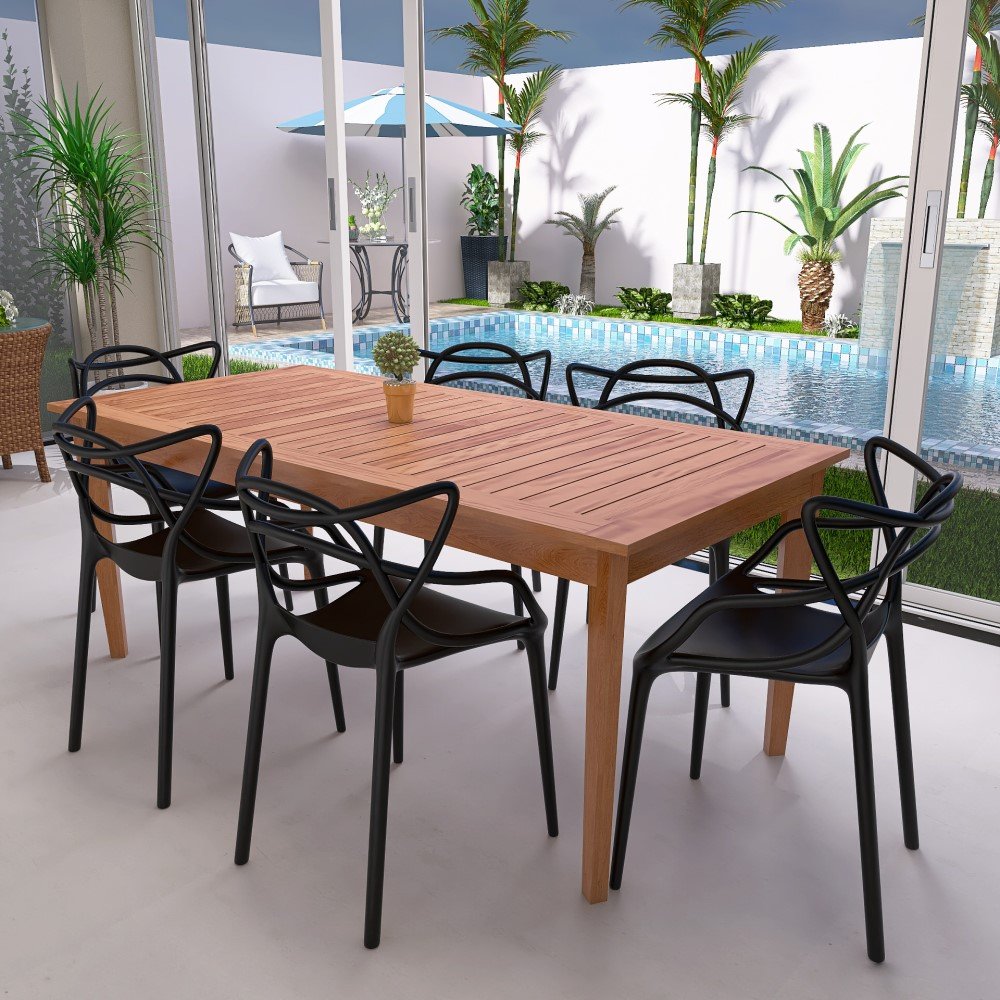 mesa de jantar retangular 186cm em madeira macica com cadeiras allegra 1