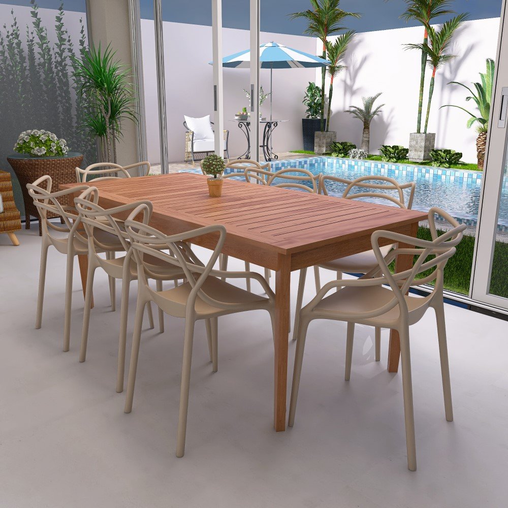 mesa de jantar retangular 186cm em madeira macica com cadeiras allegra 3