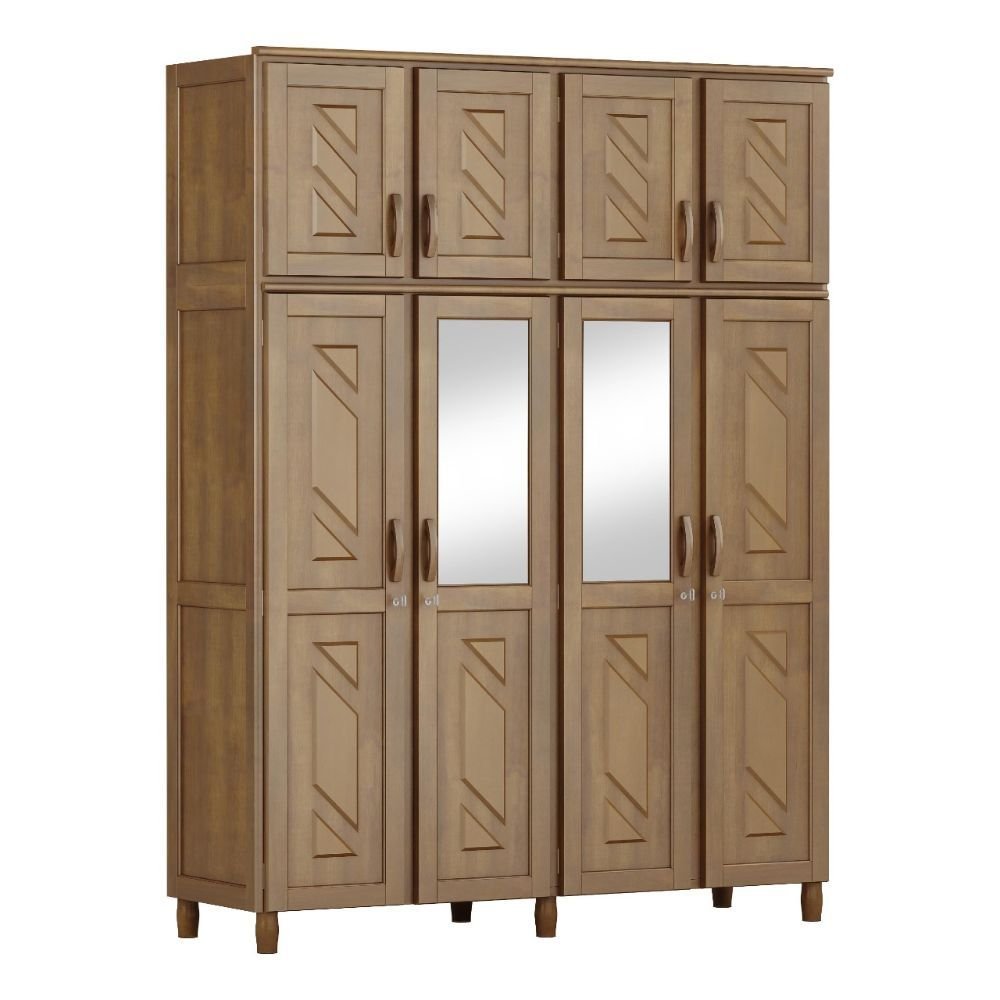 guarda roupa de solteiro grecia 4 portas com espelho e maleiro em madeira macica moveis cavazotto imbuia