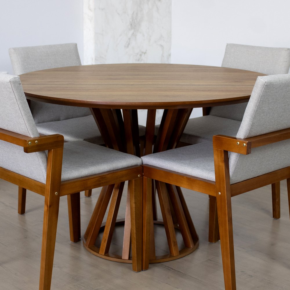 mesa de jantar redonda 120cm natural cecilia amadeirada em madeira macica magazine decor 4