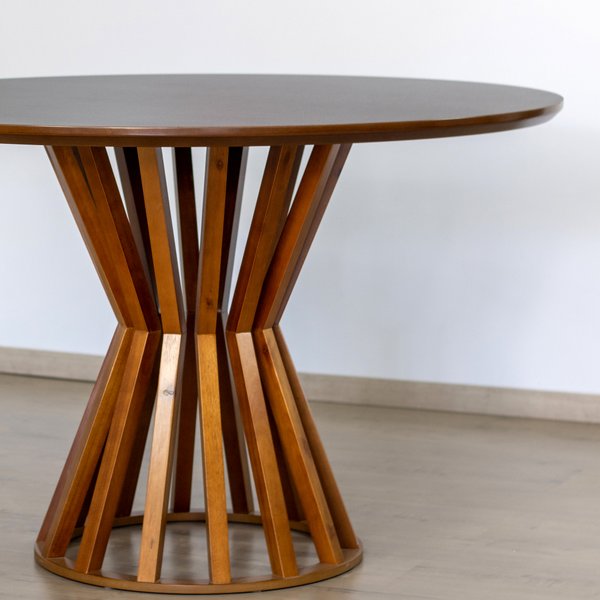 Conjunto Mesa de Jantar Redonda Cecília Amadeirada Natural 120cm