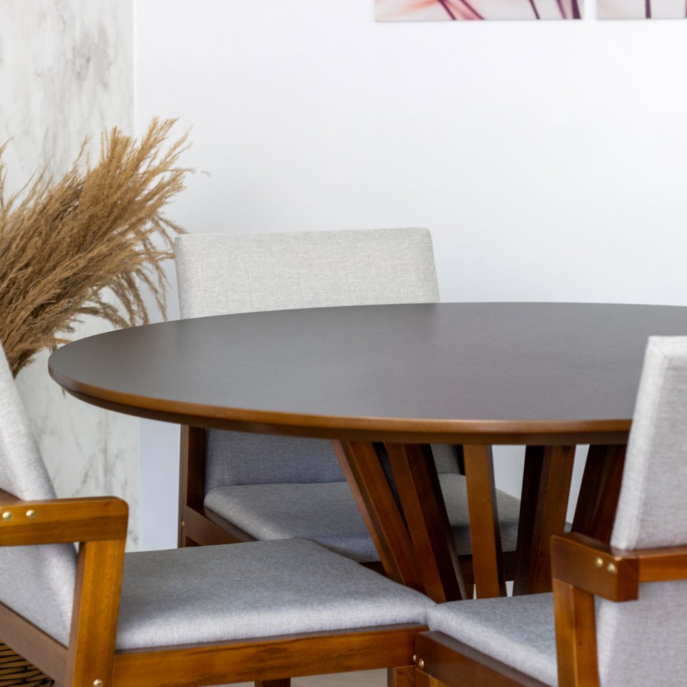 mesa de jantar redonda 120cm preta cecilia amadeirada magazine decor 4