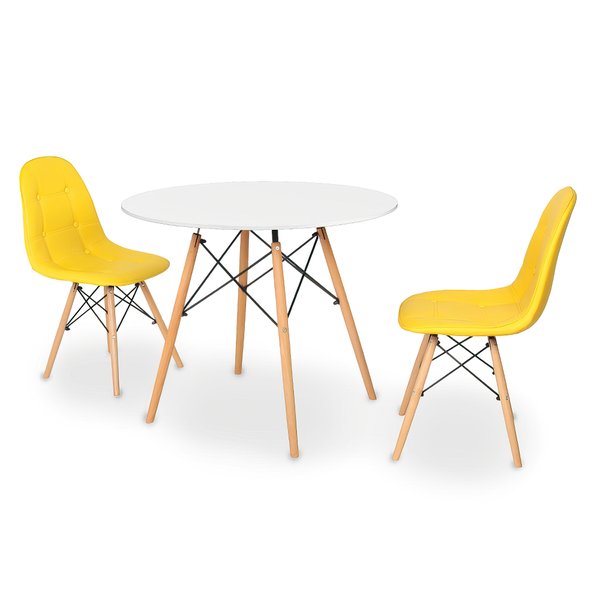 mesa 2 cadeiras redonda eiffel 120cm branca com cadeira botone 1