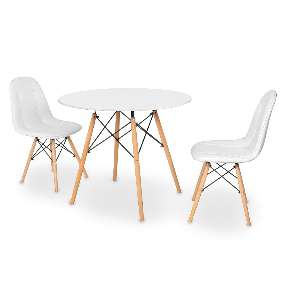 mesa 2 cadeiras redonda eiffel 120cm branca com cadeira botone 2