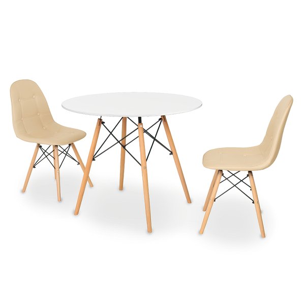 mesa 2 cadeiras redonda eiffel 120cm branca com cadeira botone 4