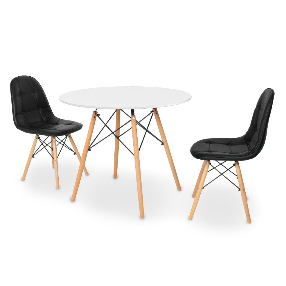 mesa 2 cadeiras redonda eiffel 120cm branca com cadeira botone 5