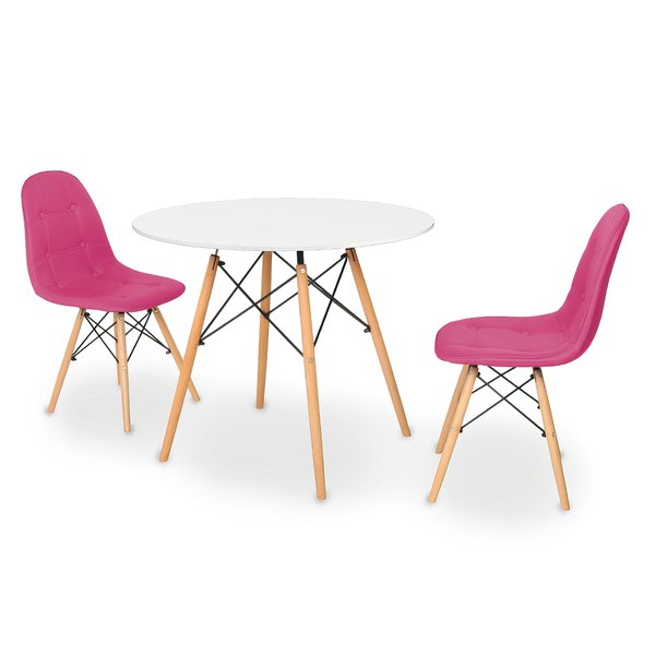 mesa 2 cadeiras redonda eiffel 120cm branca com cadeira botone 6