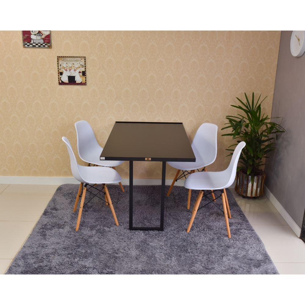 mesa dobravel retratil de parede 120x70 preta com 4 cadeiras eames eiffel magazine decor 2