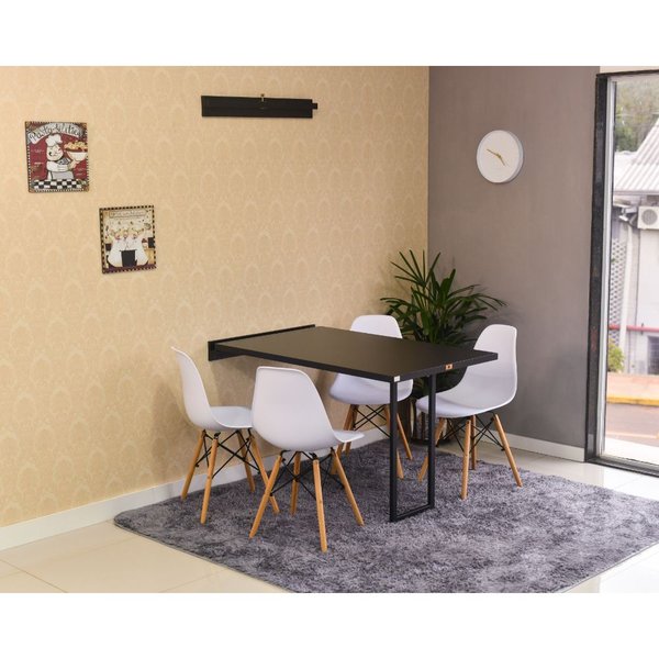 mesa dobravel retratil de parede 120x70 preta com 4 cadeiras eames eiffel magazine decor 4