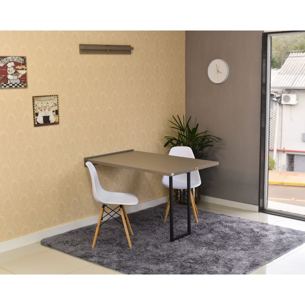 mesa dobravel retratil de parede 120x75 volpi com 2 cadeiras eames eiffel branca 1