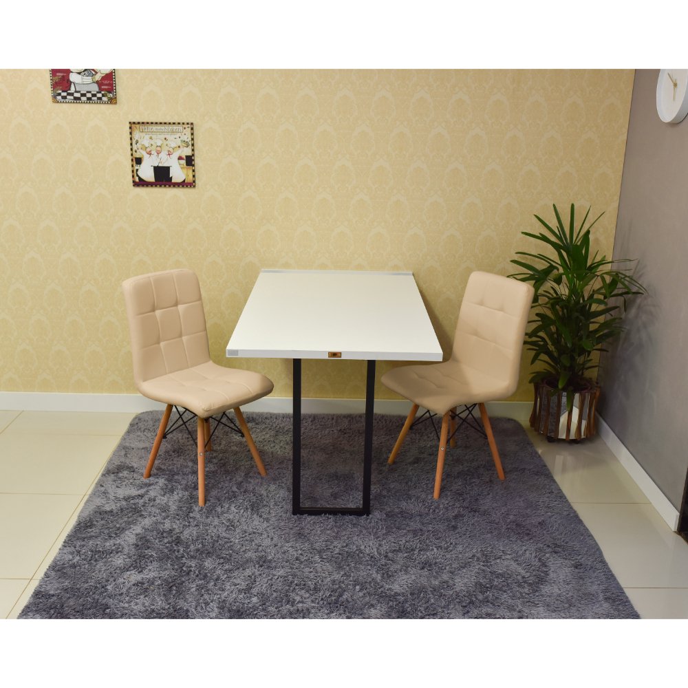 mesa dobravel retratil de parede branca 120x75 com 2 cadeiras eiffel gomos nude 3