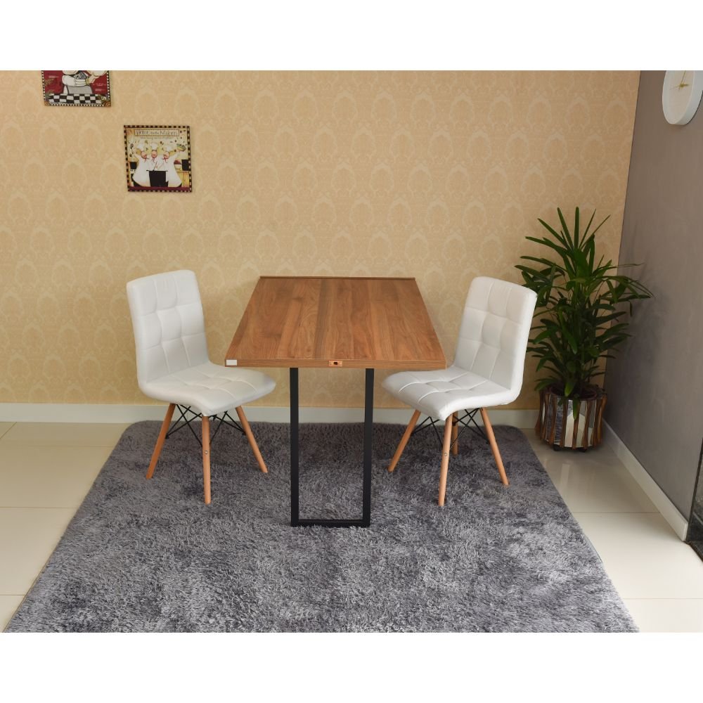 mesa dobravel retratil de parede noronha 120x75 com 2 cadeiras eiffel gomos branca 3