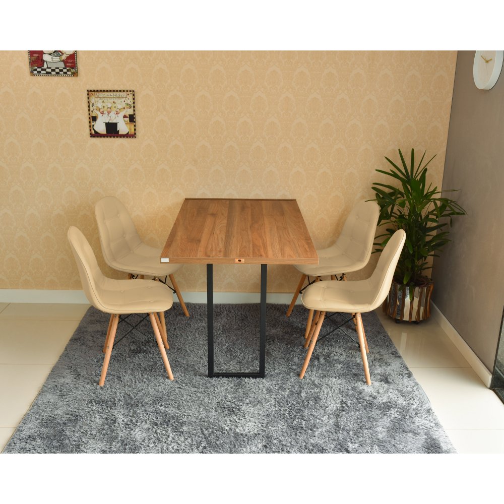 mesa dobravel retratil de parede noronha 120x75 com 4 cadeiras eiffel botone nude 2