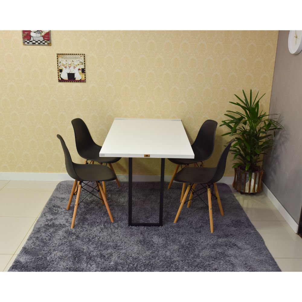 mesa dobravel retratil de parede 120x75cm com 4 cadeiras eames eiffel preto 2