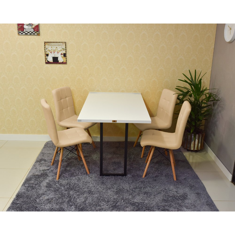 mesa dobravel retratil de parede branca 120x75 com 4 cadeiras eiffel gomos nude 3