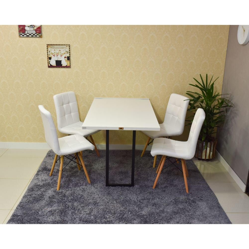 mesa dobravel retratil de parede branca 120x75 com 4 cadeiras eiffel gomos branca 2