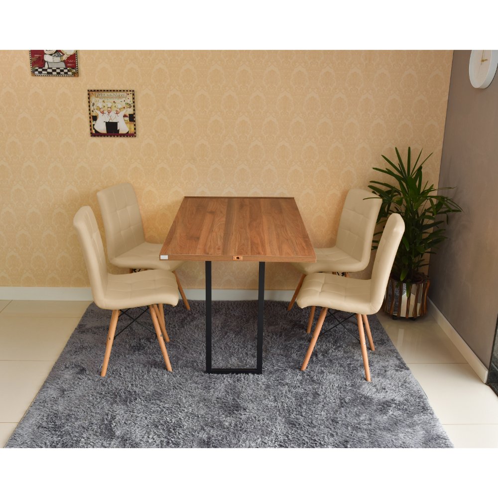 mesa dobravel retratil de parede noronha 120x75 com 4 cadeiras eiffel gomos nude 3
