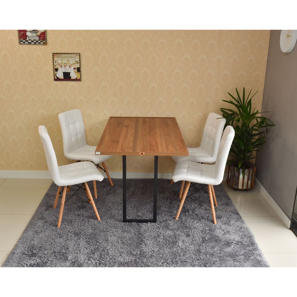 mesa dobravel retratil de parede noronha 120x75 com 4 cadeiras eiffel gomos branca 3