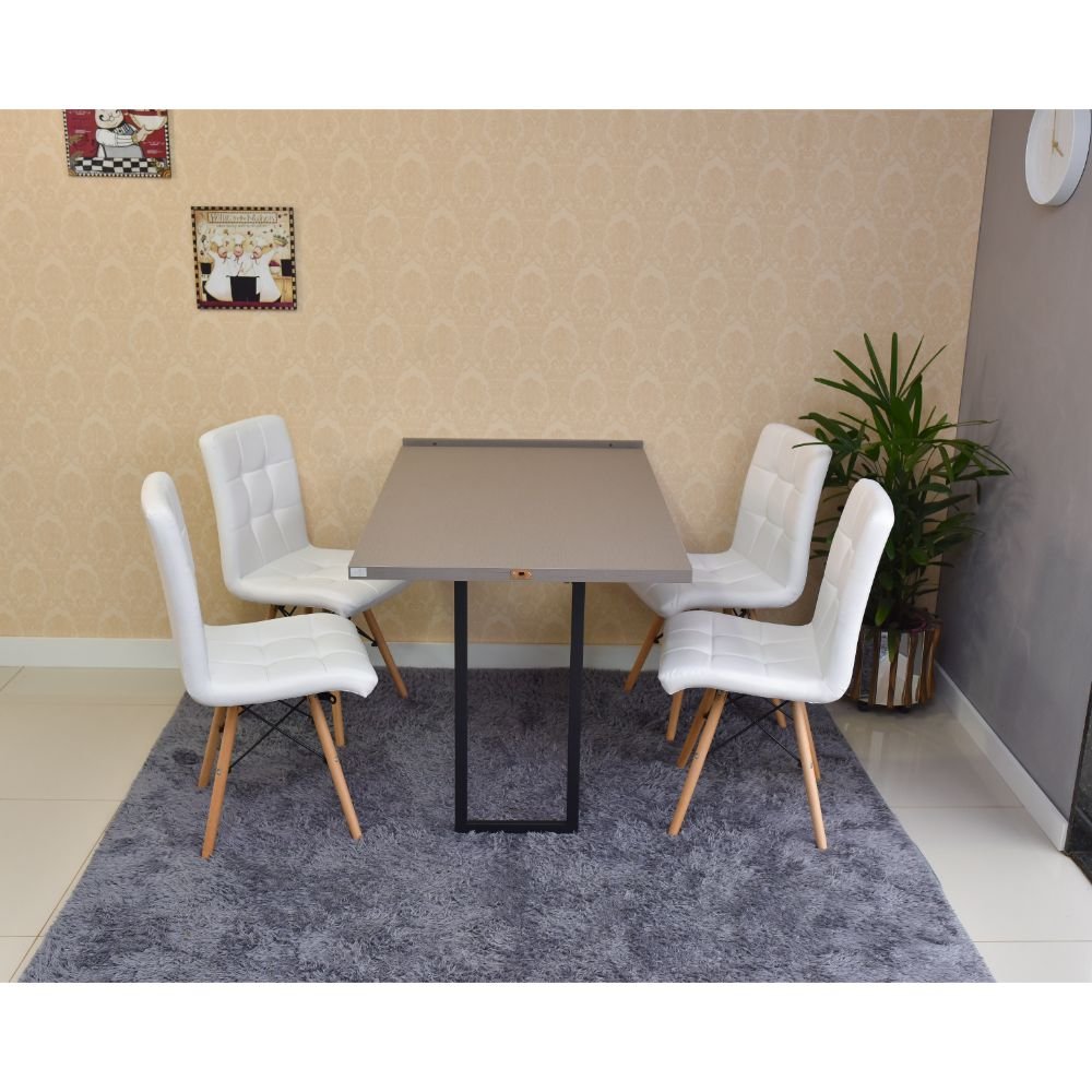 mesa retratil de parede volpi 120x75cm com 4 cadeiras eiffel gomos branca 2