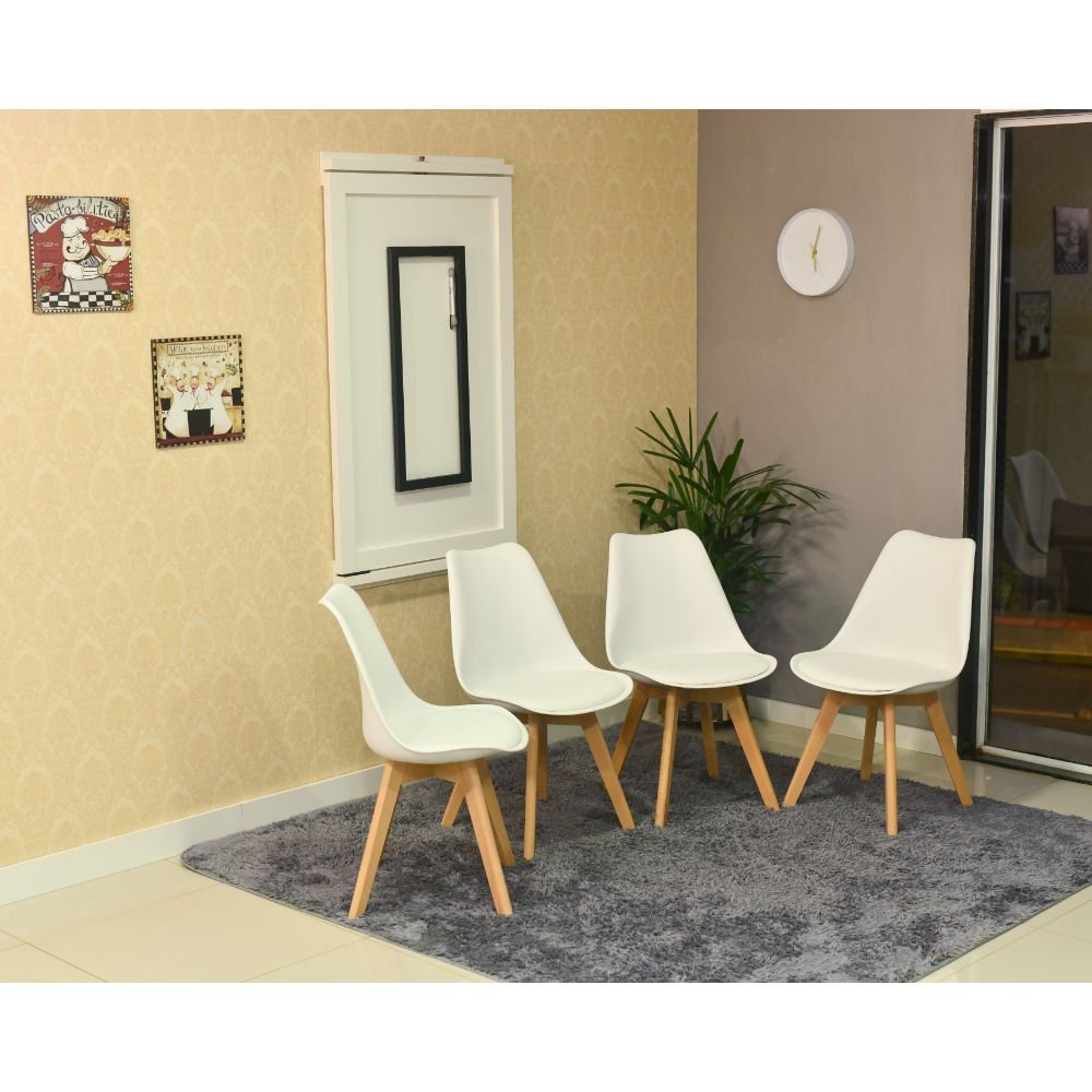 mesa dobravel retratil de parede branca 120x80 com 4 cadeiras eiffel leda branca 3
