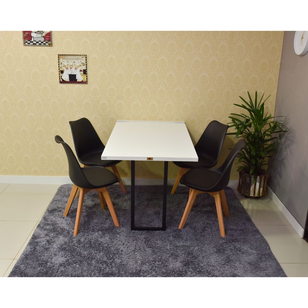 mesa dobravel retratil de parede branca 120x80 com 4 cadeiras eiffel leda preta 2