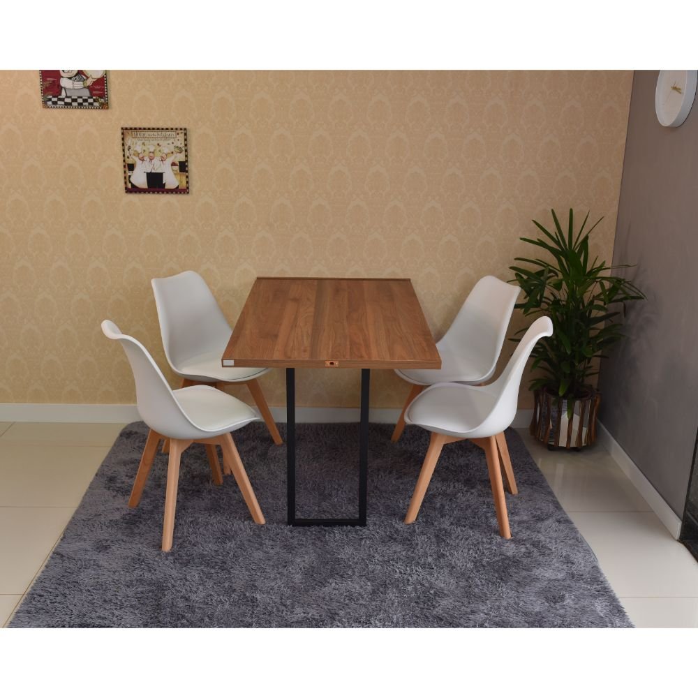 mesa dobravel retratil de parede noronha 120x75cm com 4 cadeiras eames leda branca 2