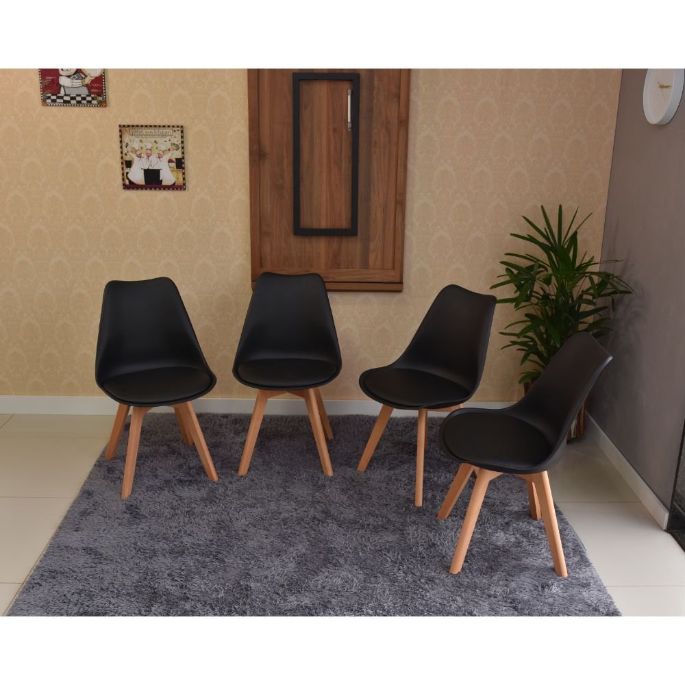 mesa dobravel retratil de parede noronha 120x75cm com 4 cadeiras eames leda preta 2