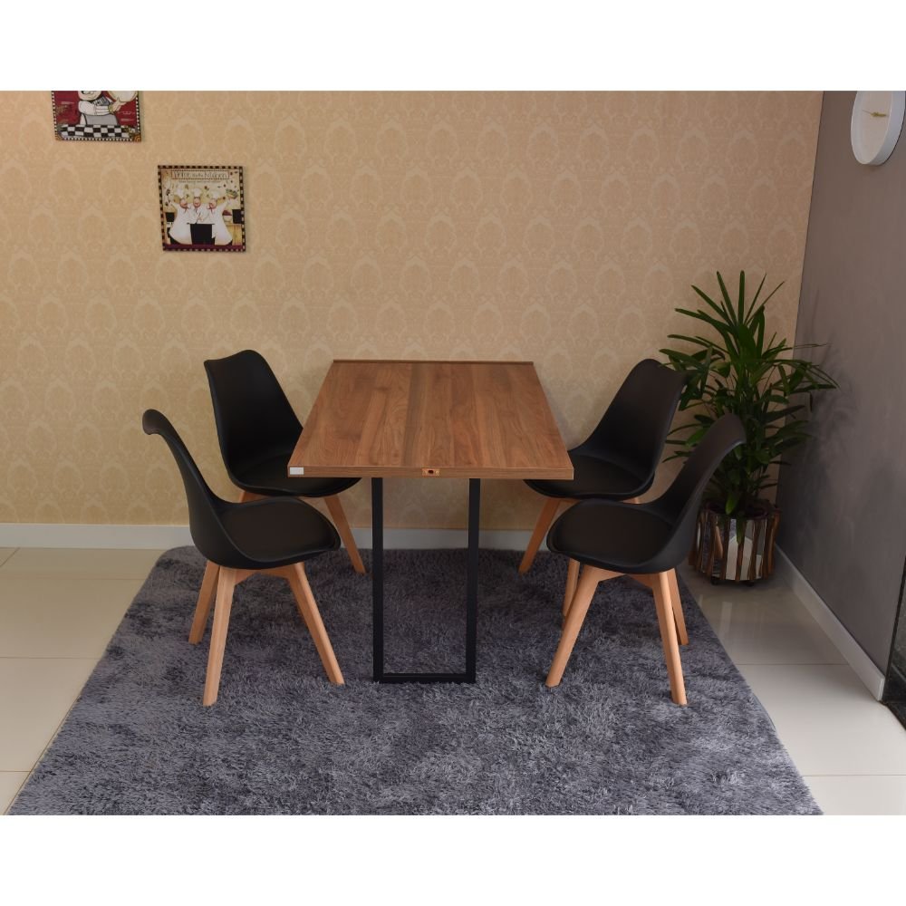 mesa dobravel retratil de parede noronha 120x75cm com 4 cadeiras eames leda preta 3
